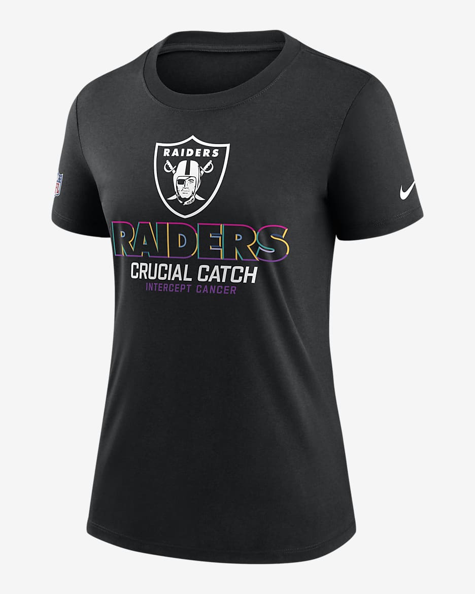 Las Vegas Raiders Crucial Catch Nike Women s NFL T Shirt in Black Size Small 02G500AZUQ GXZ